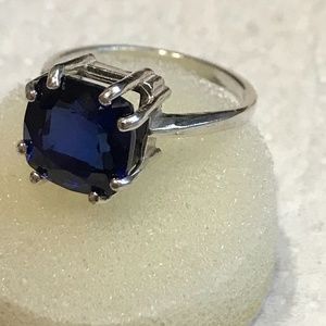 Genuine Cushion Cut Blue Sapphire Ring